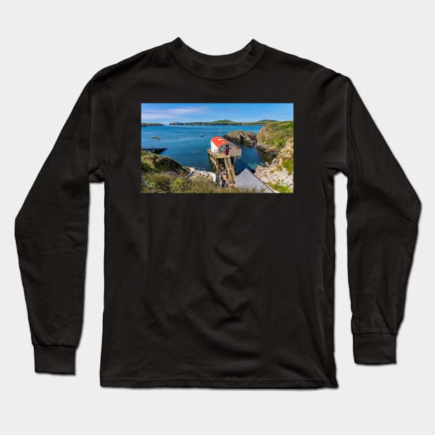 The RNLI lifeboat station in St Justinians, Pembrokeshire Long Sleeve T-Shirt by yackers1